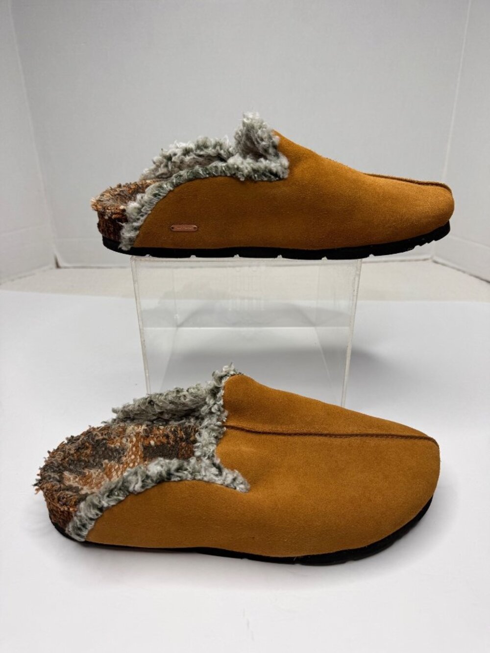 Free People Damon Cozy Mule Slippers Tan Suede Faux Shearling SZ 39/US 8.5-9